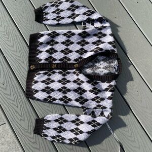 Freshman Black and White Argyle Cardigan